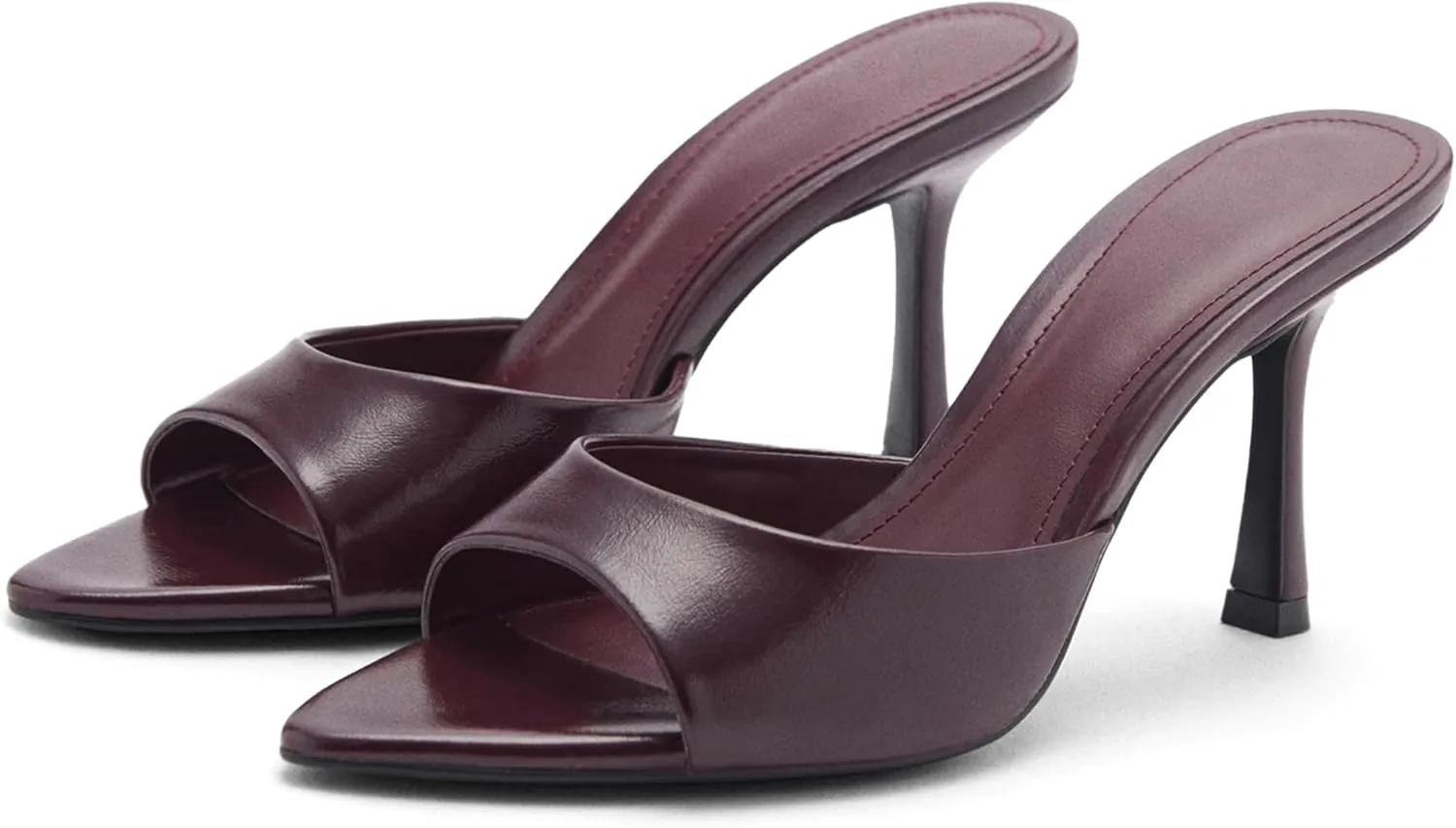 High Heel Mules for Women Slip On Open Pointed Toe Classy Patent Leather Stiletto Pumps Formal Slingback Mule Sandals Dress Walking Shoes