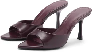 High Heel Mules for Women Slip On Open Pointed Toe Classy Patent Leather Stiletto Pumps Formal Slingback Mule Sandals Dress Walking Shoes