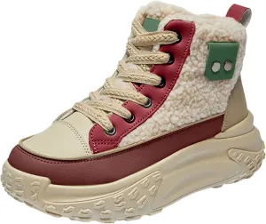 High Top Sneakers for Women Casual Winter Warm Platform Sneakers with Faux Fur Fleece Lining