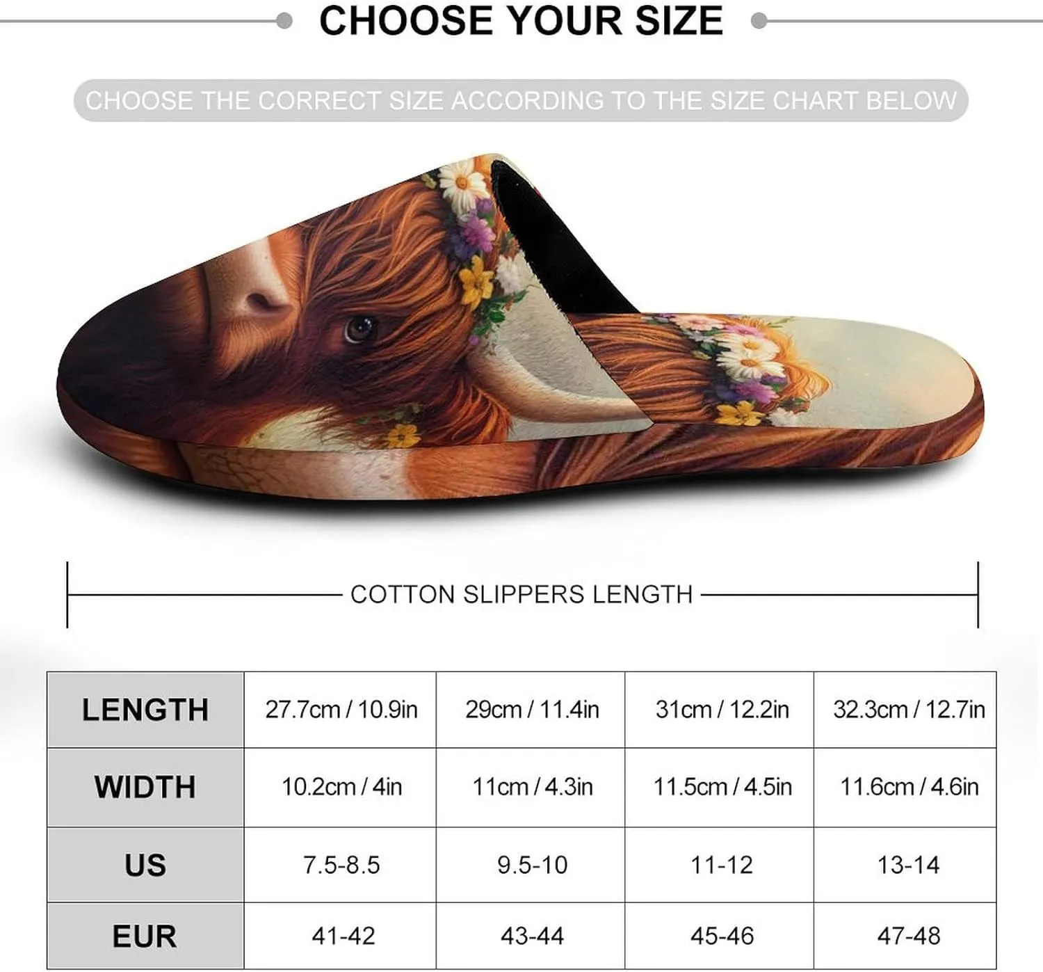 Highland Cow (2) Mens Slippers Warm House Shoes Cotton Slippers Home Bedroom Slippers Casual Shoes