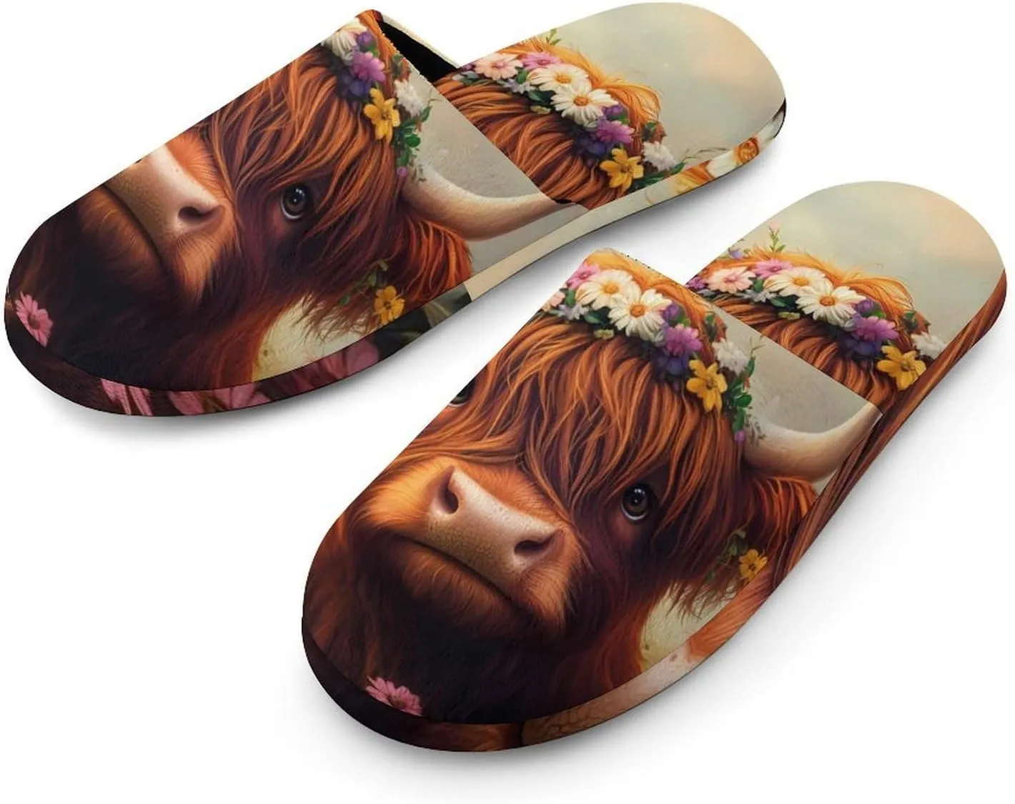 Highland Cow (2) Mens Slippers Warm House Shoes Cotton Slippers Home Bedroom Slippers Casual Shoes