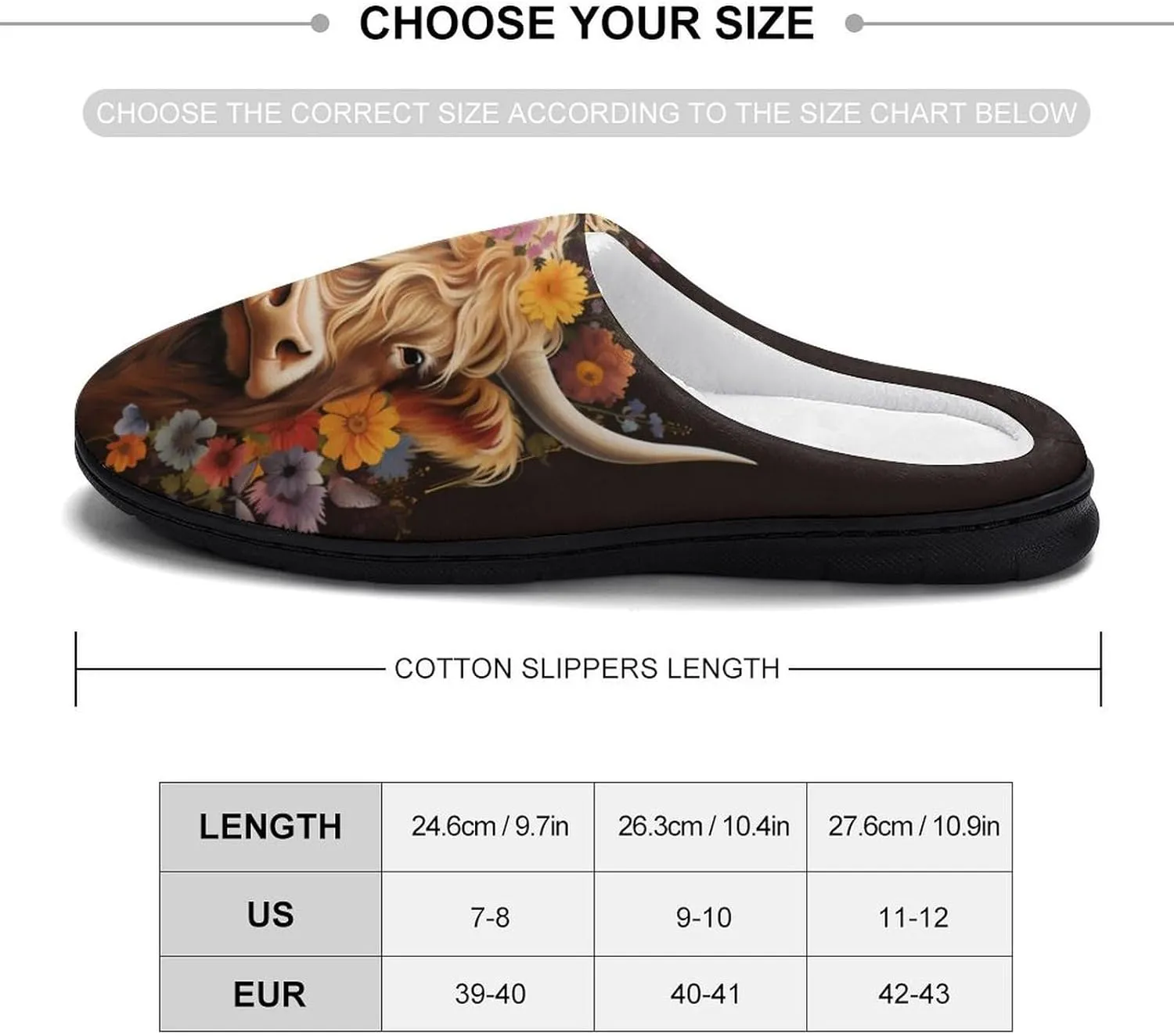 Highland Cow Women's House Slippers Warm Anti-Slip Cotton Slippers Home Shoes Indoor Outdoor