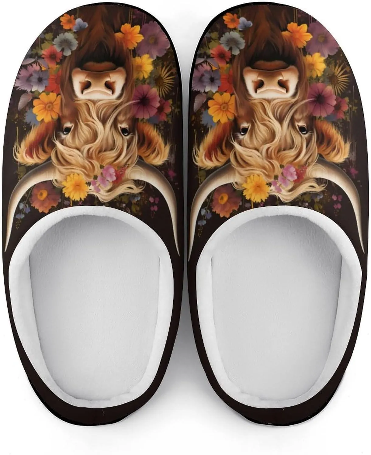 Highland Cow Women's House Slippers Warm Anti-Slip Cotton Slippers Home Shoes Indoor Outdoor