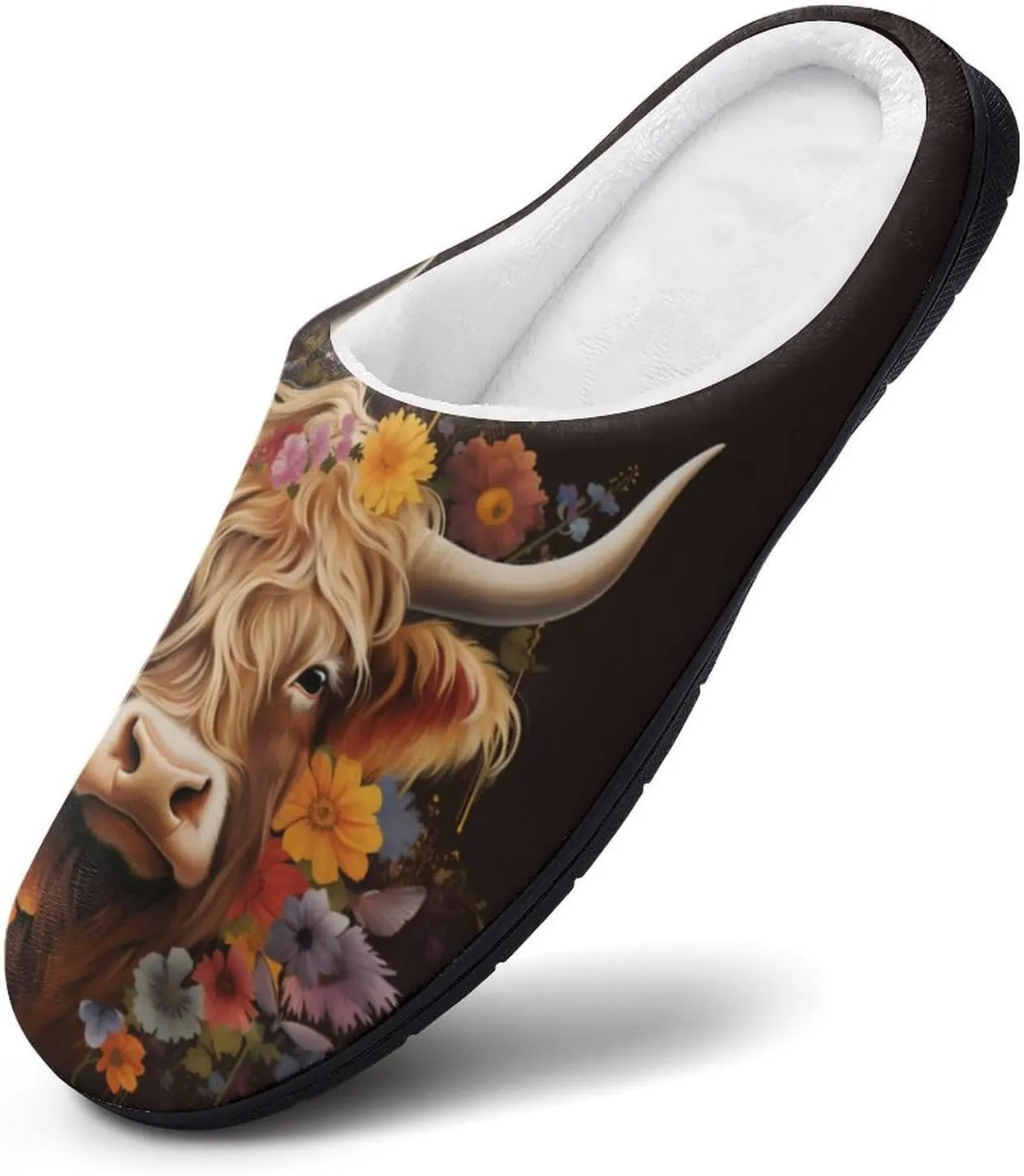 Highland Cow Women's House Slippers Warm Anti-Slip Cotton Slippers Home Shoes Indoor Outdoor