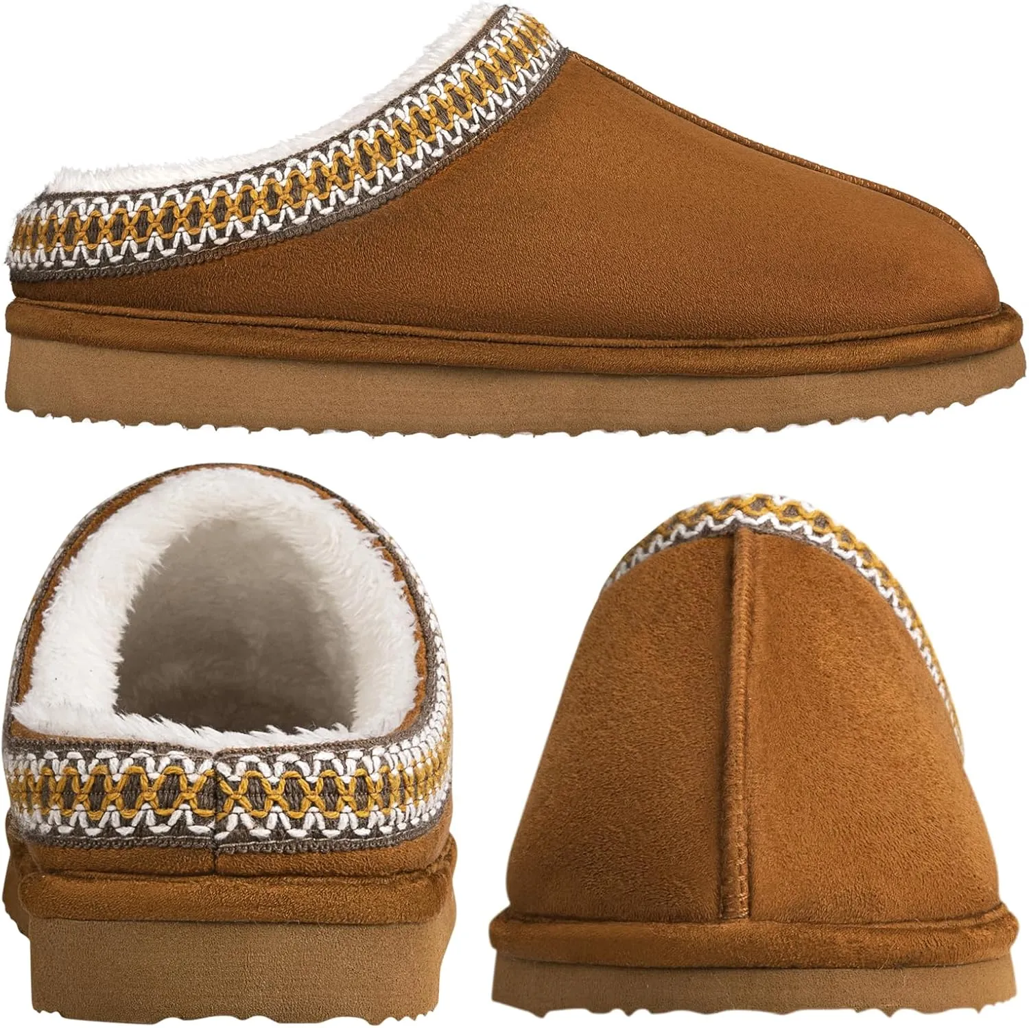 Homitem House Bedroom Slippers for Women Platform Shoes Indoor and Outdoor with Fuzzy Lining Hard Sole Memory Foam Slip on
