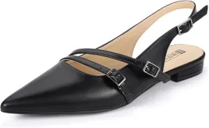 IDIFU Women's Flat Shoes Pointed Toe Strappy Slingback Ballet Flats Wedding Office Work Bridal Formal Dress Shoes for Women Dressy Comfortable Cute Trendy Ladies Flats
