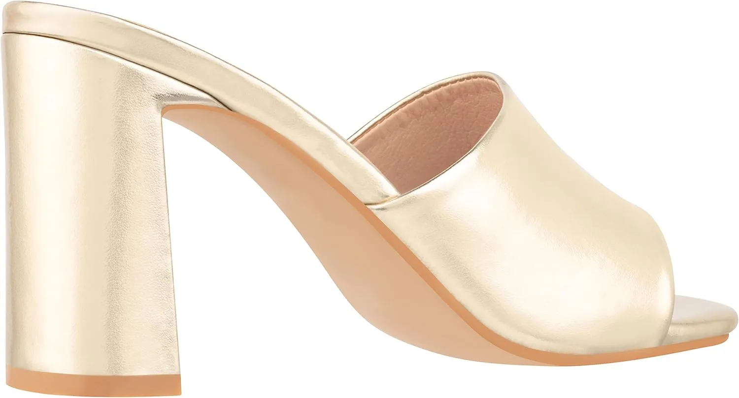 ILLUDE Women’s Block Heel Single Strap Square Toe Heeled Sandal Slip On Mule - Demi - Demi