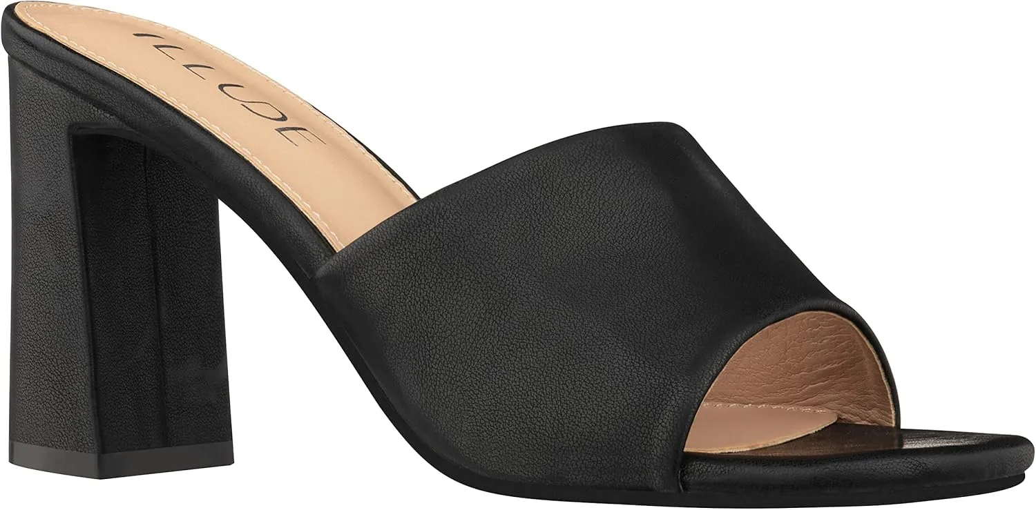 ILLUDE Women’s Block Heel Single Strap Square Toe Heeled Sandal Slip On Mule - Demi - Demi