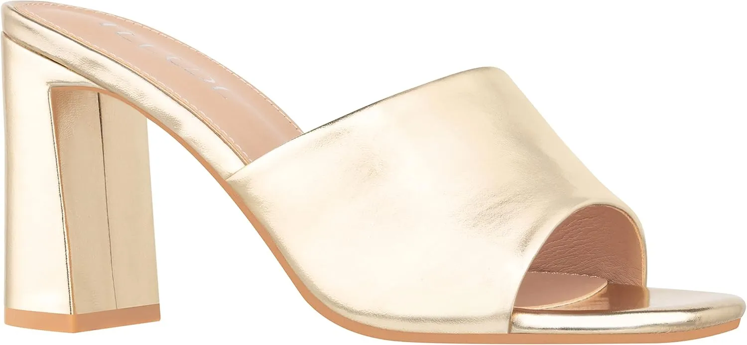 ILLUDE Women’s Block Heel Single Strap Square Toe Heeled Sandal Slip On Mule - Demi - Demi