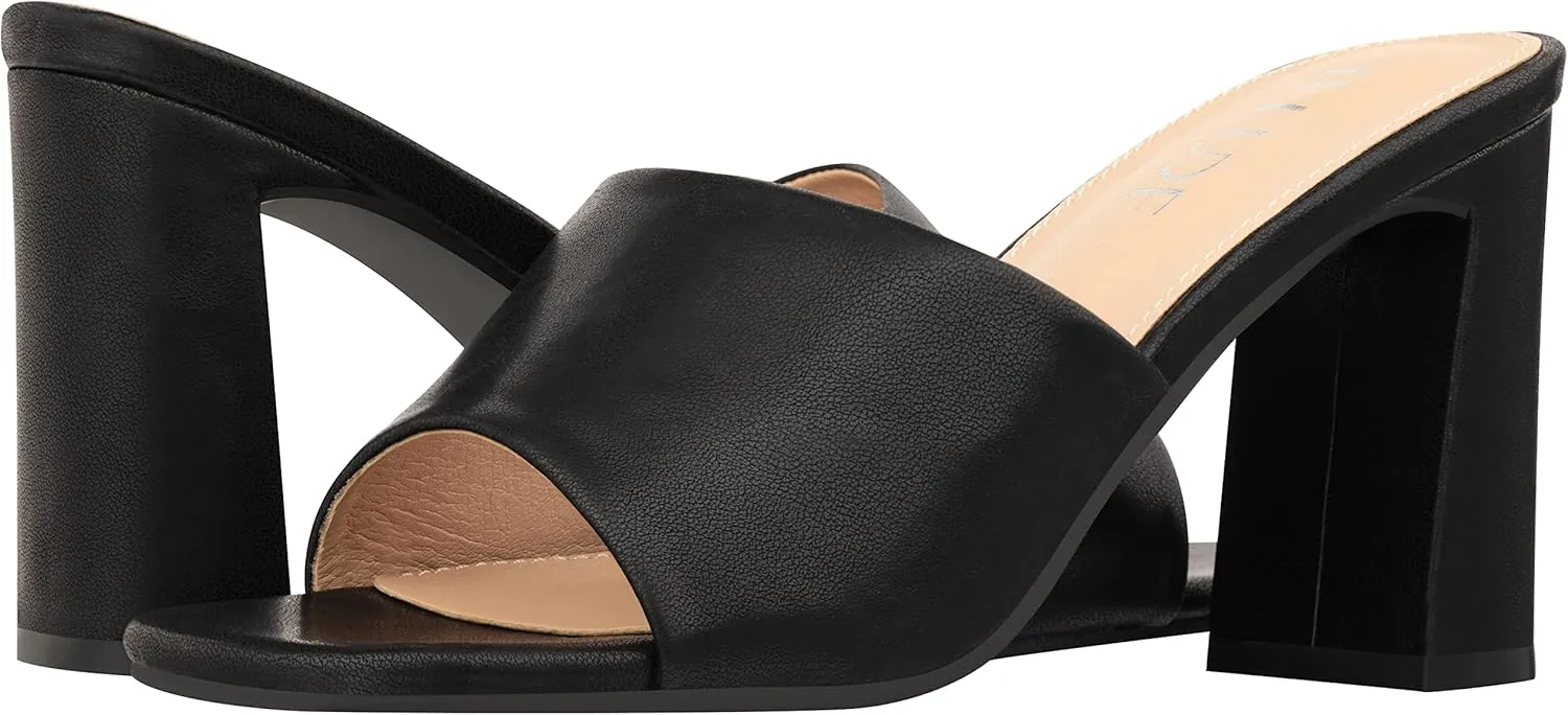 ILLUDE Women’s Block Heel Single Strap Square Toe Heeled Sandal Slip On Mule - Demi - Demi