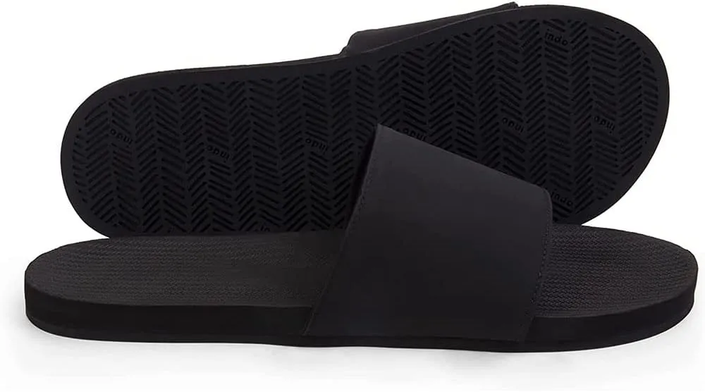 Indosole 2022 Edition Men's ESSNTLS Vegan All-Terrain Slides, Improved Comfort [Reused Tire Sole, Natural Rubber Footbed, Arch Support, Microfiber Lined ENVRO Strap, Waterproof]