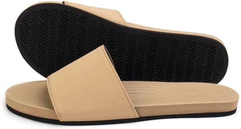 Indosole 2022 Edition Women's ESSNTLS Vegan All-Terrain Slides, Improved Cloud Comfort [Reused Tire Sole, Natural Rubber Footbed, Arch Support, Microfiber Lined ENVRO Strap, Waterproof]
