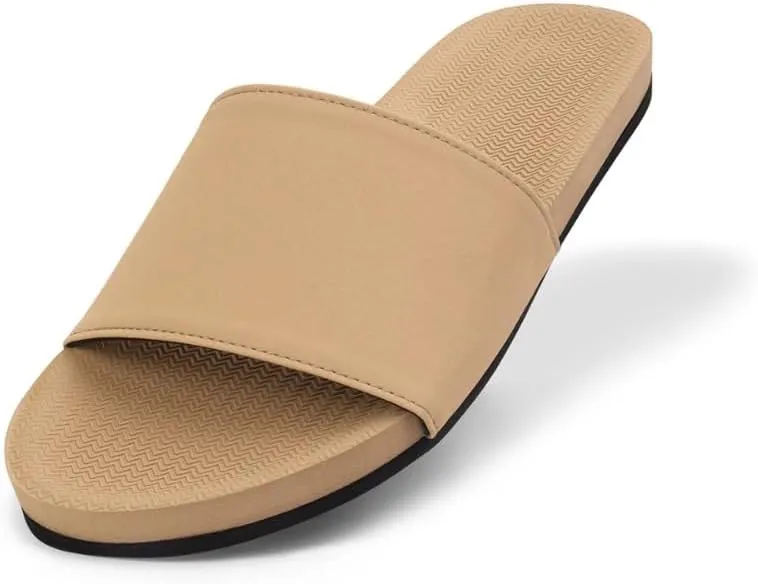 Indosole 2022 Edition Women's ESSNTLS Vegan All-Terrain Slides, Improved Cloud Comfort [Reused Tire Sole, Natural Rubber Footbed, Arch Support, Microfiber Lined ENVRO Strap, Waterproof]