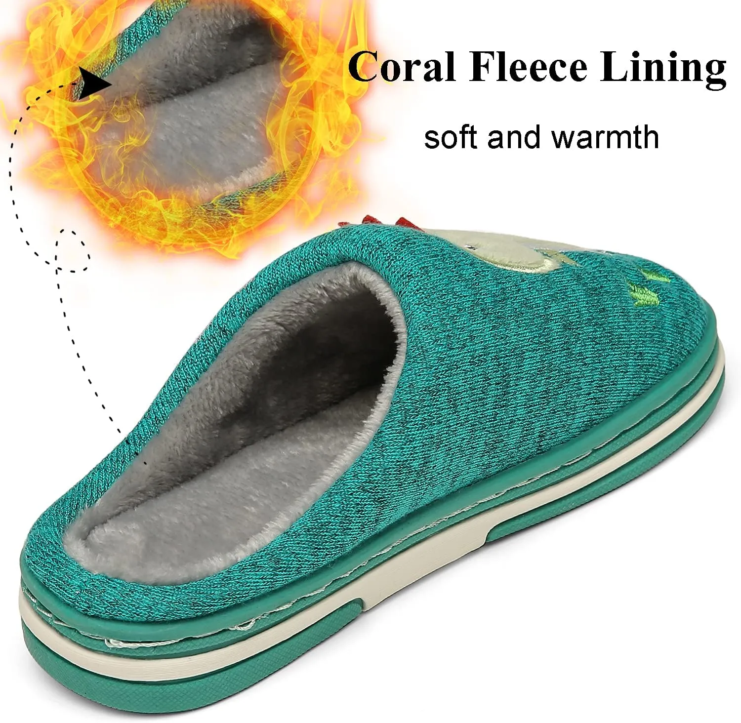 INMINPIN Boys Girls Cozy House Slippers Warm Plush Winter Cotton Slipper Kids Cute Dinosaur Indoor Shoes Non-Slip