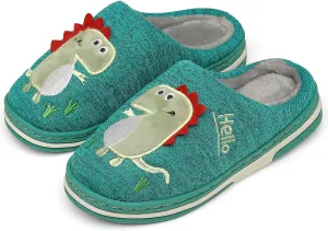 INMINPIN Boys Girls Cozy House Slippers Warm Plush Winter Cotton Slipper Kids Cute Dinosaur Indoor Shoes Non-Slip