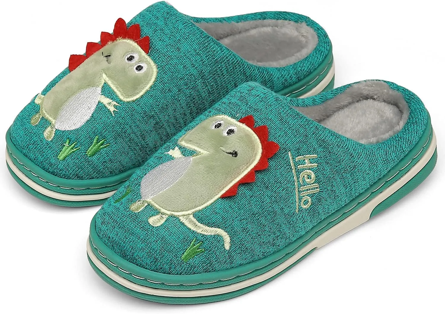 INMINPIN Boys Girls Cozy House Slippers Warm Plush Winter Cotton Slipper Kids Cute Dinosaur Indoor Shoes Non-Slip