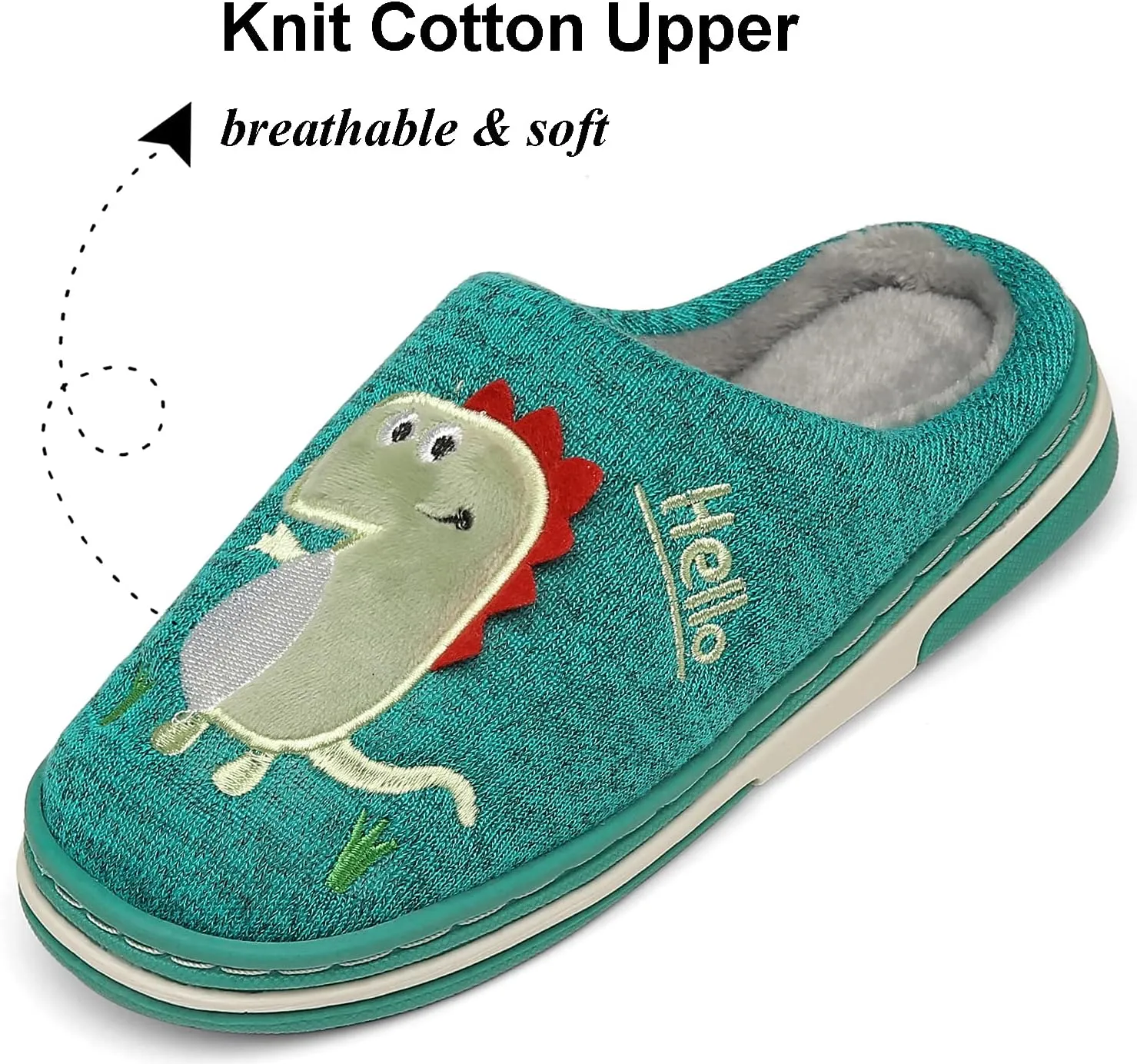 INMINPIN Boys Girls Cozy House Slippers Warm Plush Winter Cotton Slipper Kids Cute Dinosaur Indoor Shoes Non-Slip