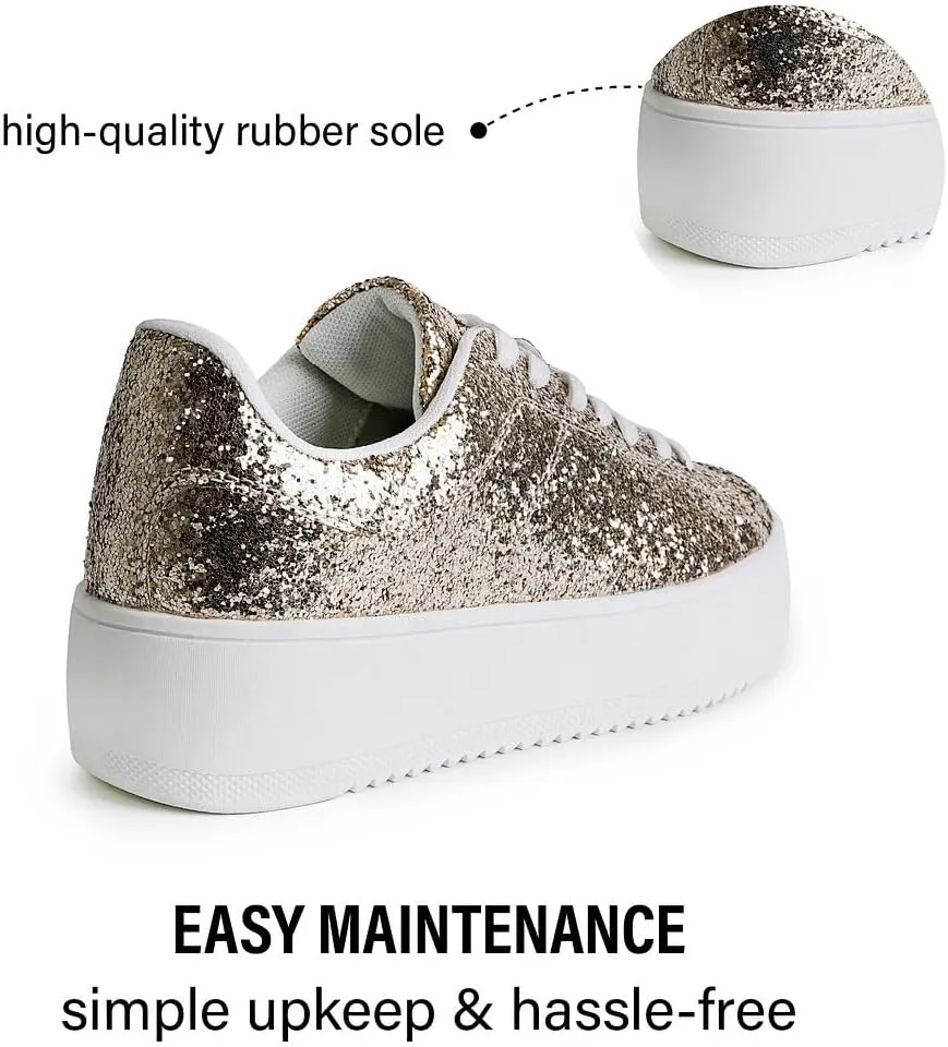 J. Adams Hero Platform Sneakers for Women - Casual Lace Up Fashion Tennis Shoes