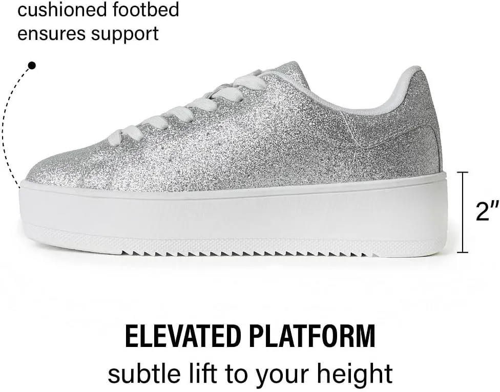 J. Adams Hero Platform Sneakers for Women - Casual Lace Up Fashion Tennis Shoes