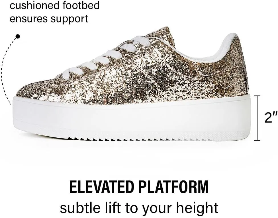 J. Adams Hero Platform Sneakers for Women - Casual Lace Up Fashion Tennis Shoes