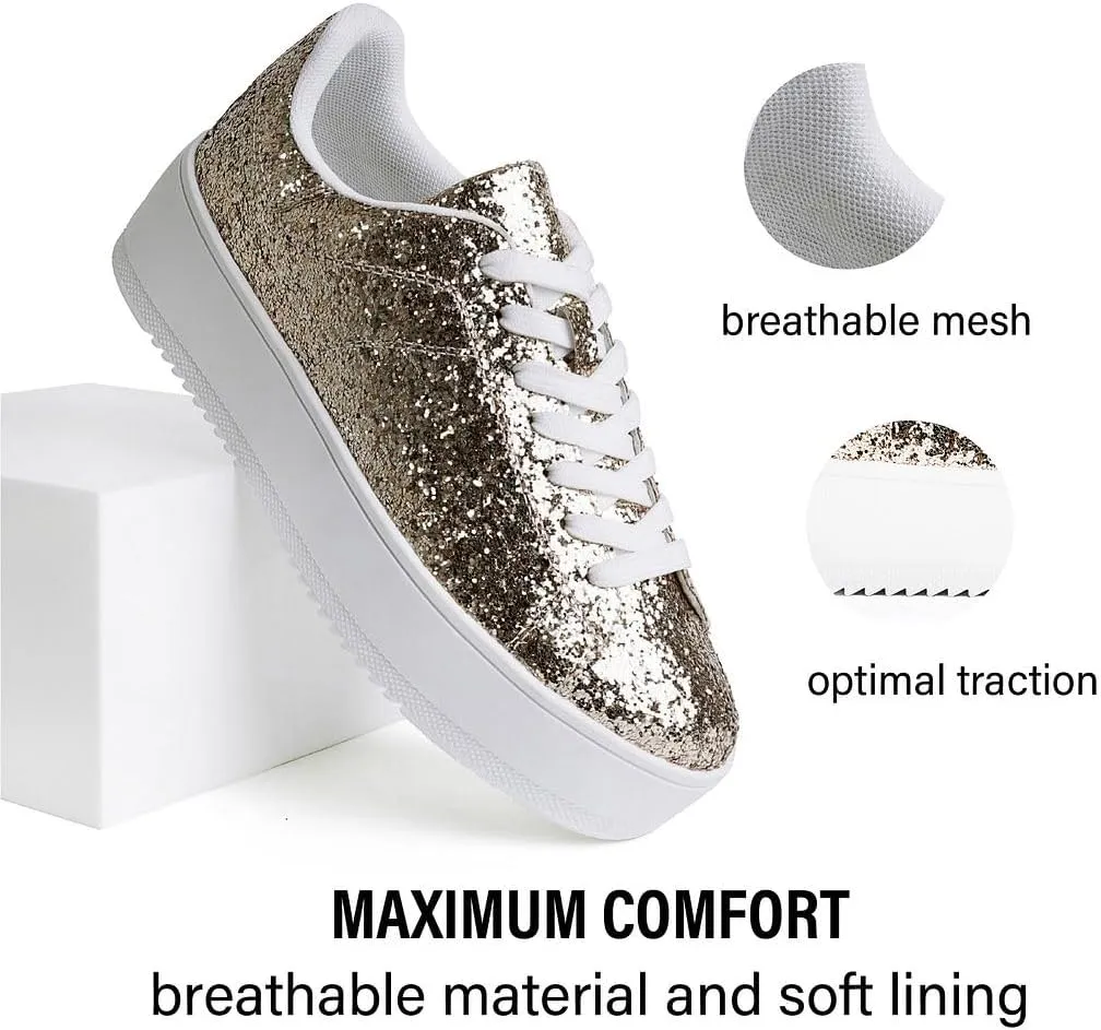 J. Adams Hero Platform Sneakers for Women - Casual Lace Up Fashion Tennis Shoes