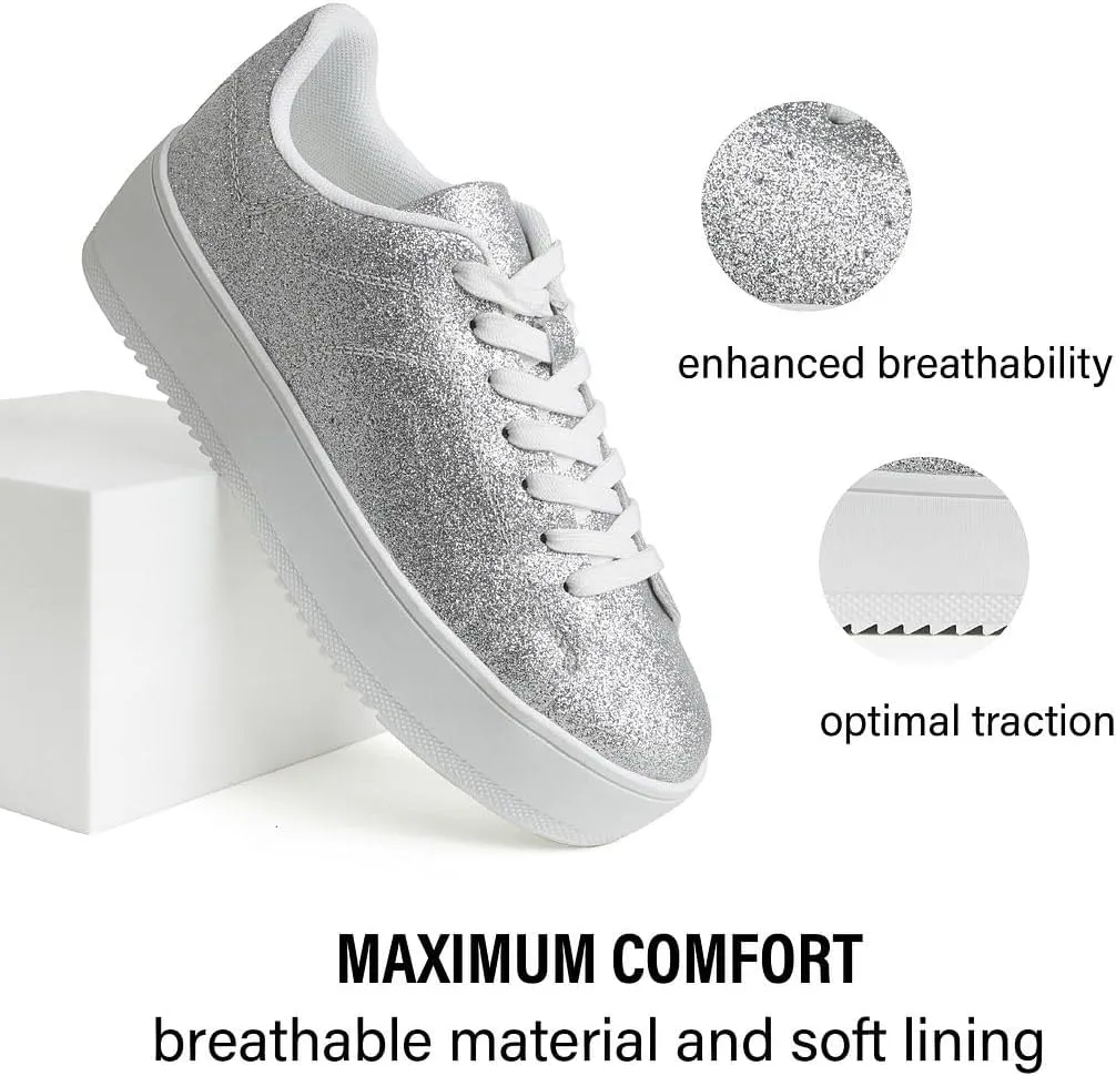 J. Adams Hero Platform Sneakers for Women - Casual Lace Up Fashion Tennis Shoes