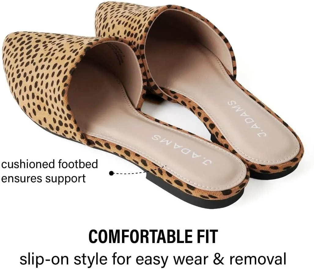 J. Adams Lennox Mules for Women - Closed Pointed Toe Flat Heel Slides