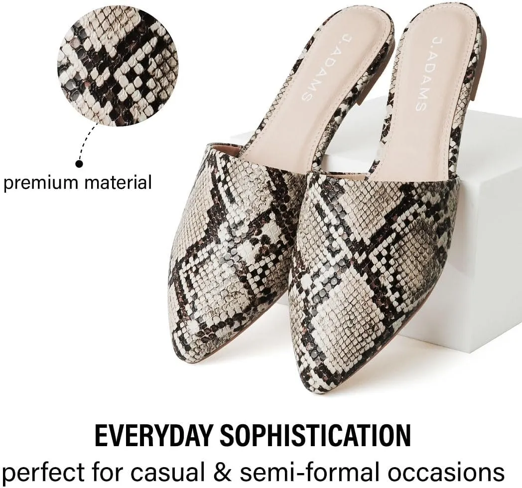 J. Adams Lennox Mules for Women - Closed Pointed Toe Flat Heel Slides