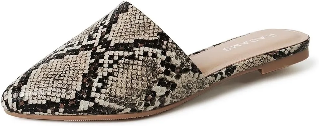 J. Adams Lennox Mules for Women - Closed Pointed Toe Flat Heel Slides
