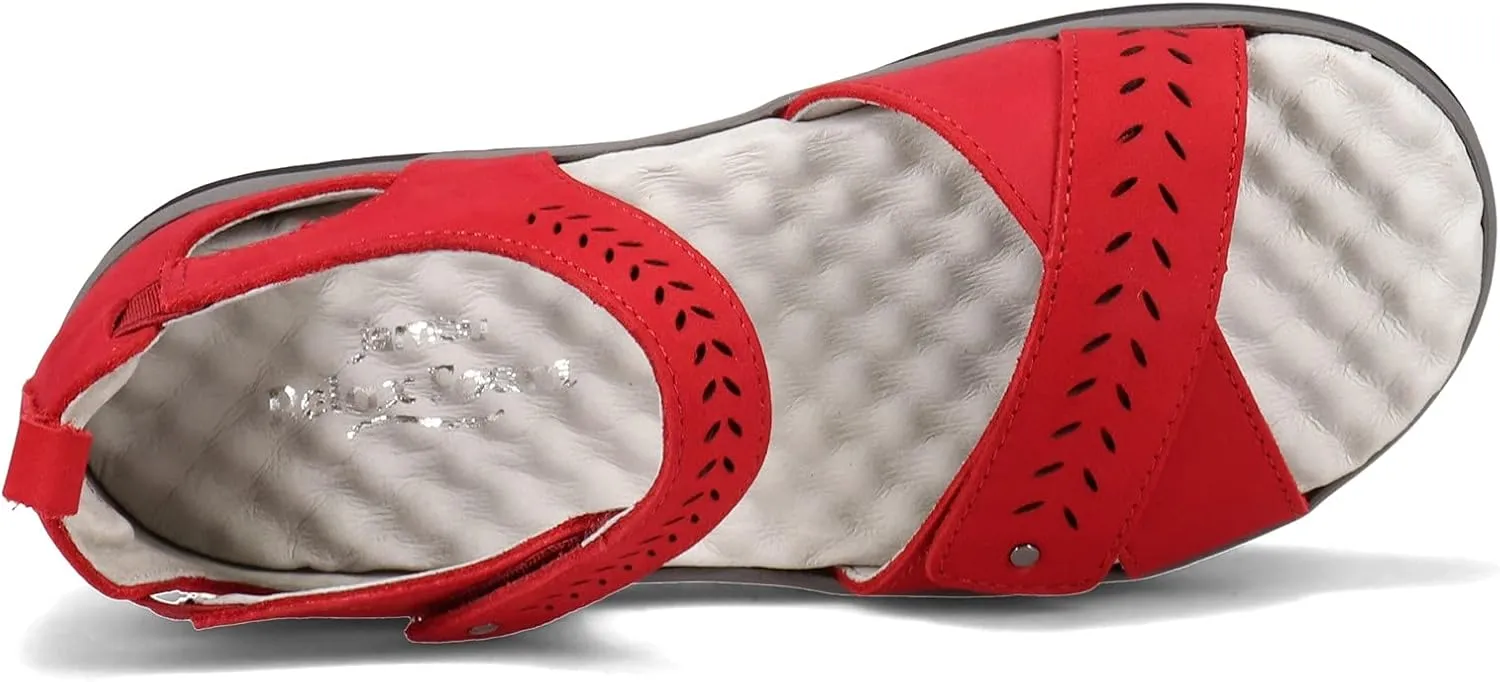 Jambu Womens Sedona Cut Out Ankle Strap Casual Sandals Casual - Red