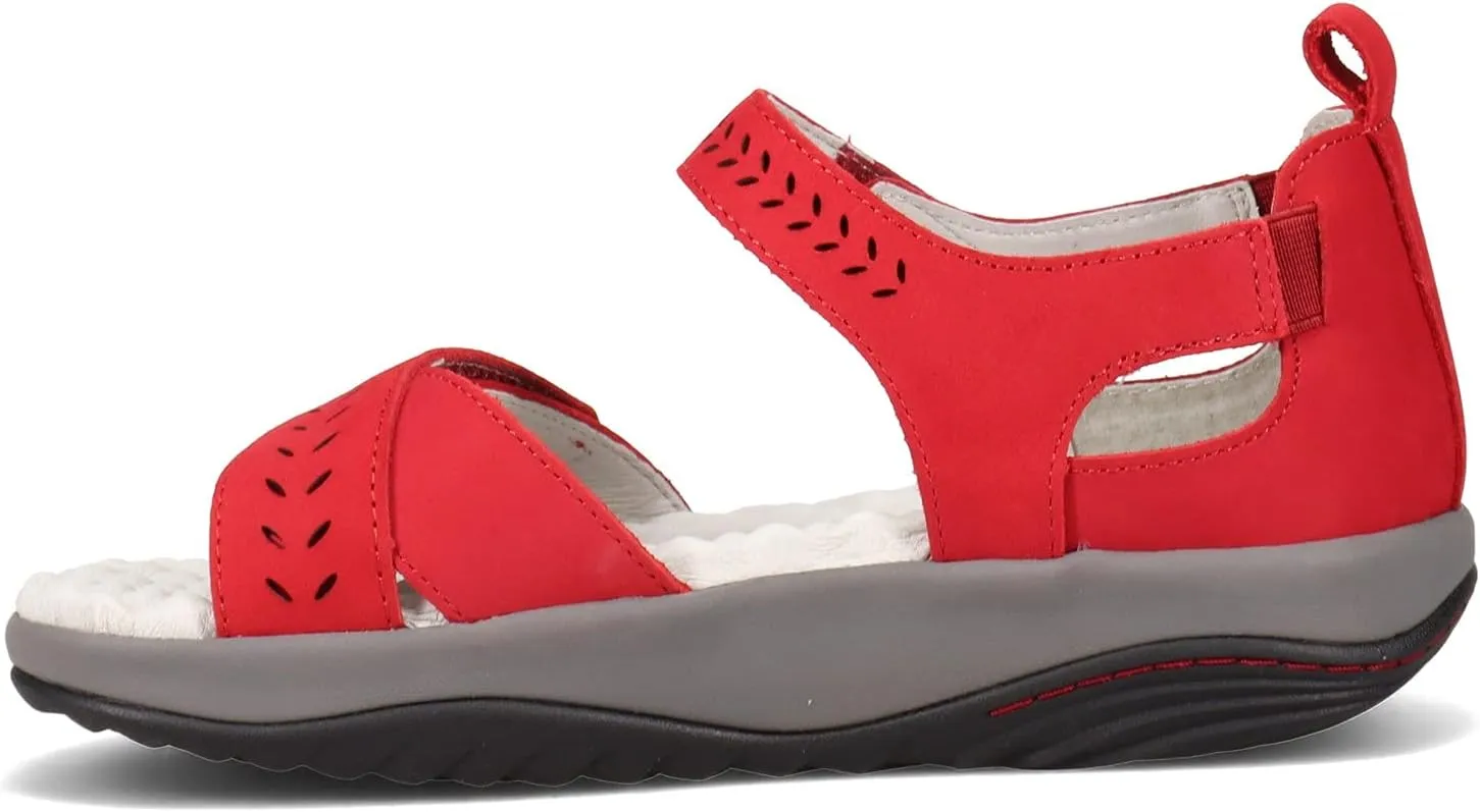 Jambu Womens Sedona Cut Out Ankle Strap Casual Sandals Casual - Red