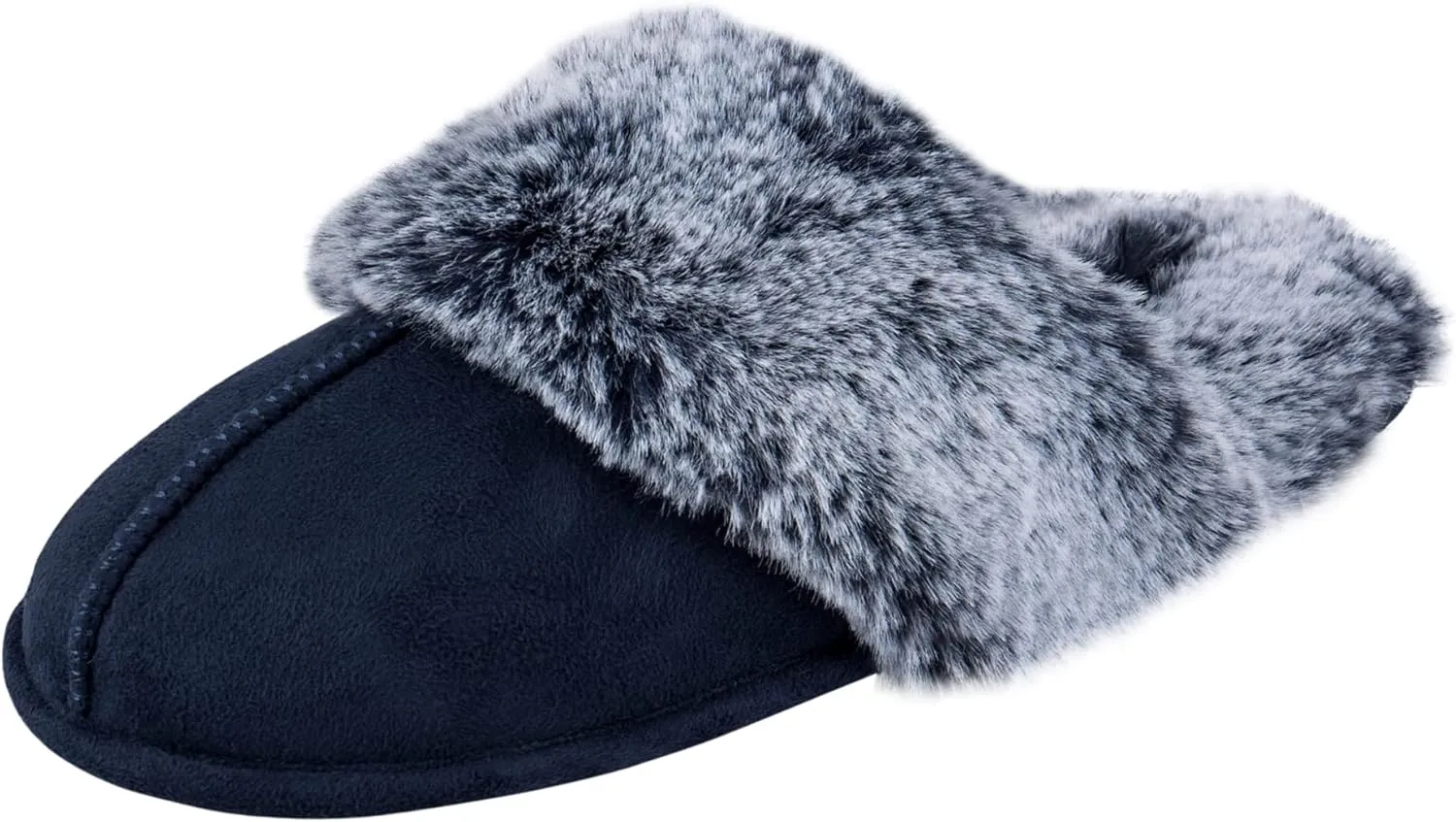 Jessica Simpson Women's Comfy Faux Fur House Slipper Slip-On Scuff Memory Foam Soft Plush Lining