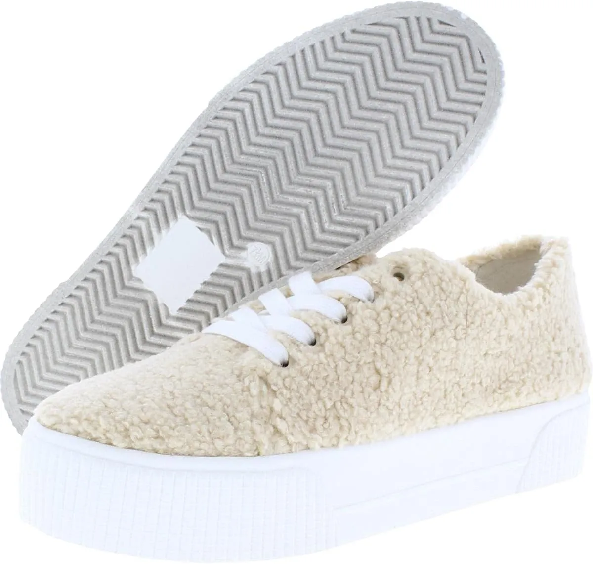 Jessica Simpson Womens Edda Faux Shearling Platform Fashion Sneakers