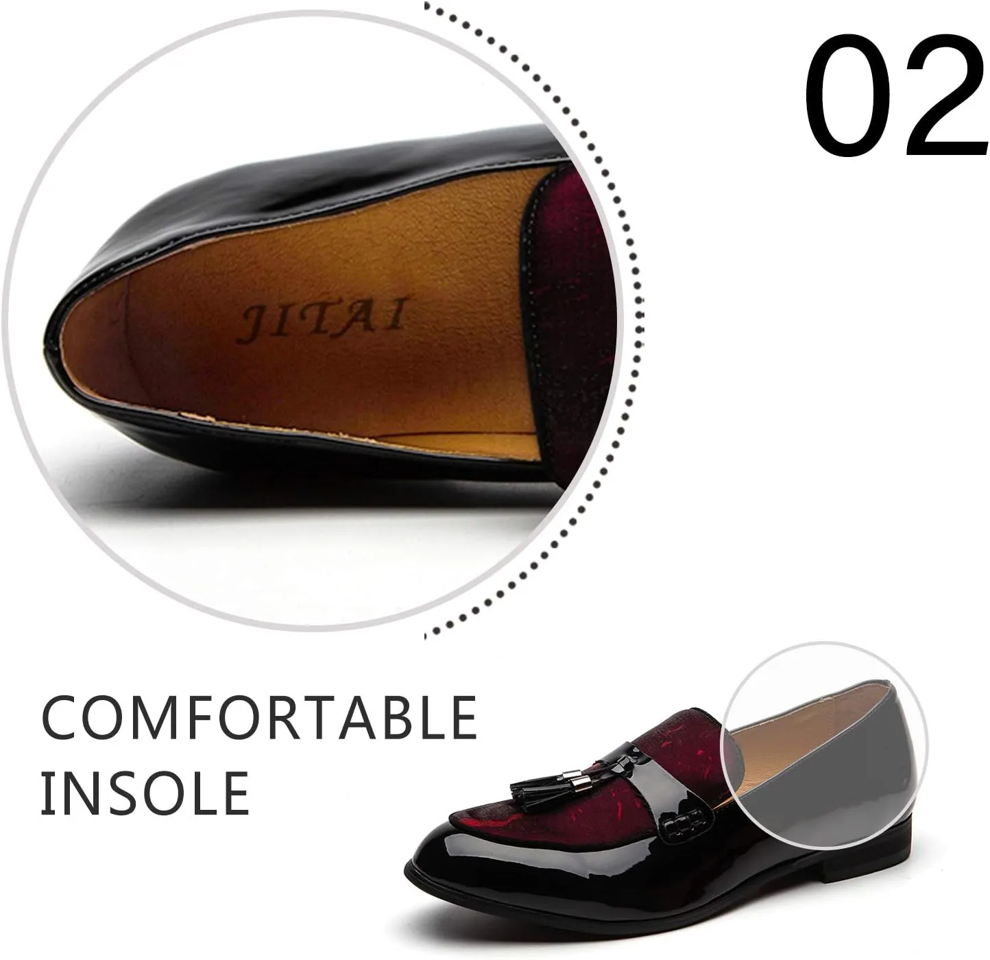 JITAI Mens Leather Shoes Pattern Printing Men's Dress Loafer Shoes Slip-on Casual Loafer Smoking Slipper