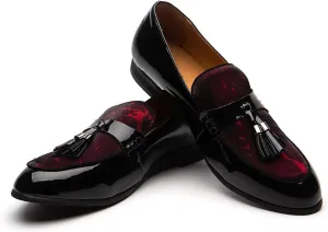 JITAI Mens Leather Shoes Pattern Printing Men's Dress Loafer Shoes Slip-on Casual Loafer Smoking Slipper