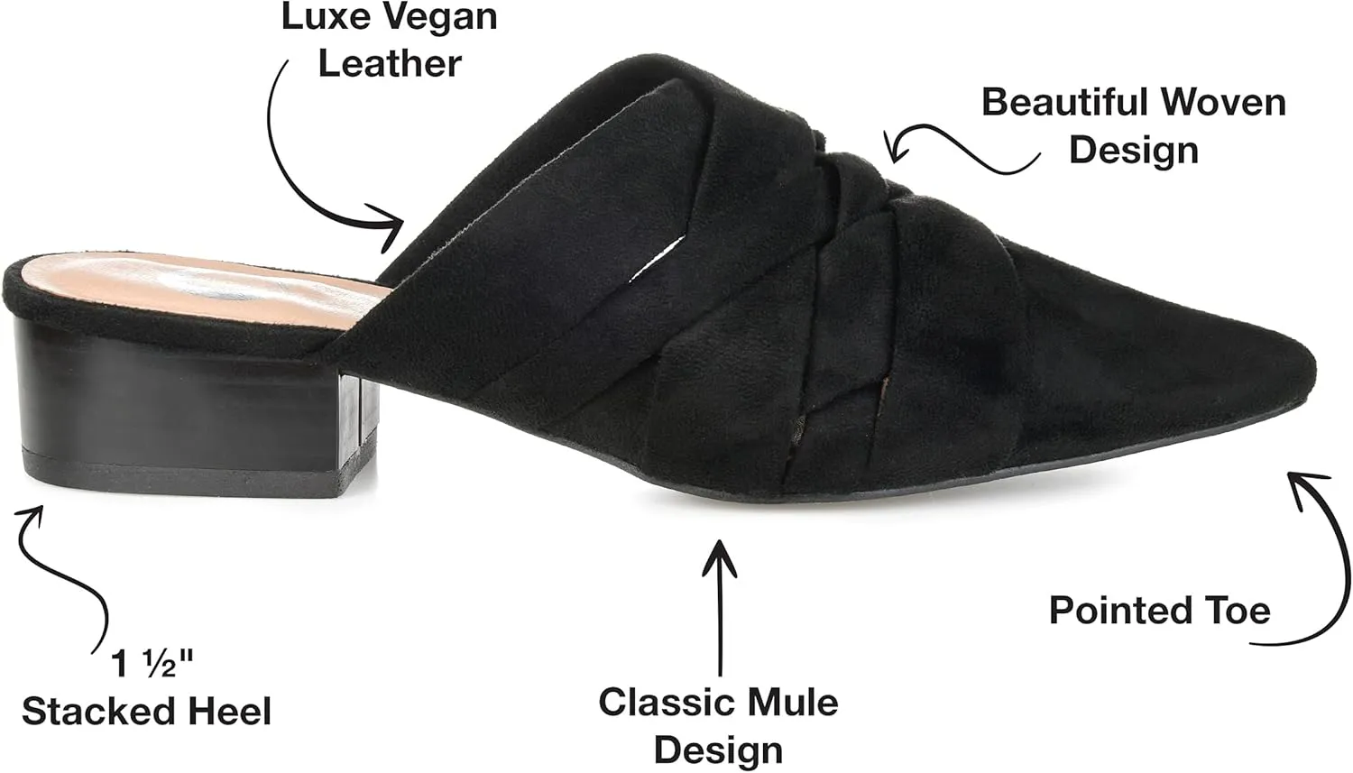 Journee Collection Womens Kalida Pointed Toe Slip On Mule Sandals
