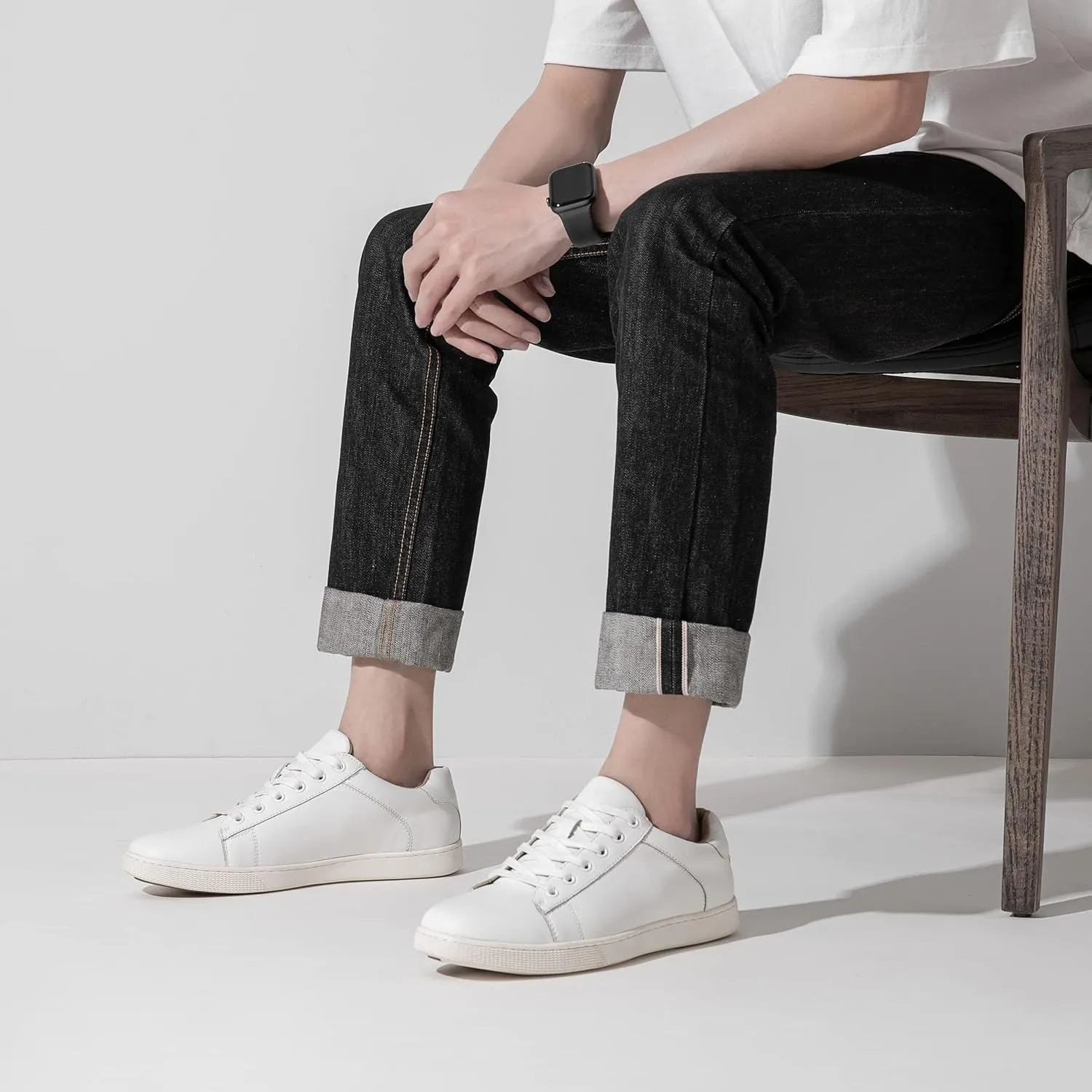 Jousen Men' s Casual Shoes Leather Dress Sneakers Business Casual Shoes for Men Breathable Fashion Sneakers