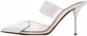 keleimusi Clear Heart Heeled Mules Transparent PVC Pointed Toe Mule Pumps Backless Slip On Clear Heeled Sandals Party Prom Dress High Heel Mules