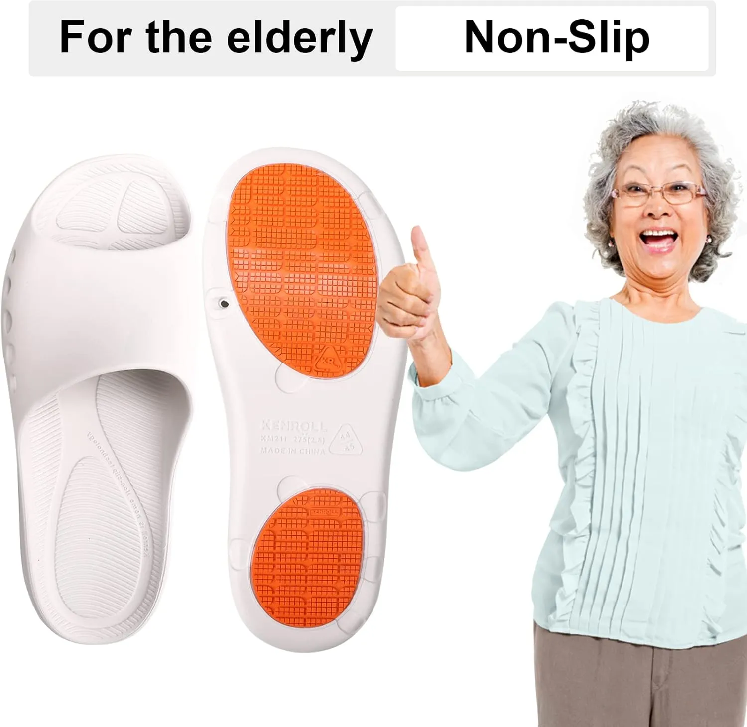 KENROLL Non Slip Shower Shoes for Maternity and Elderly People's, Comfy Womens Slides for Women and Men, Summer Bath Slippers