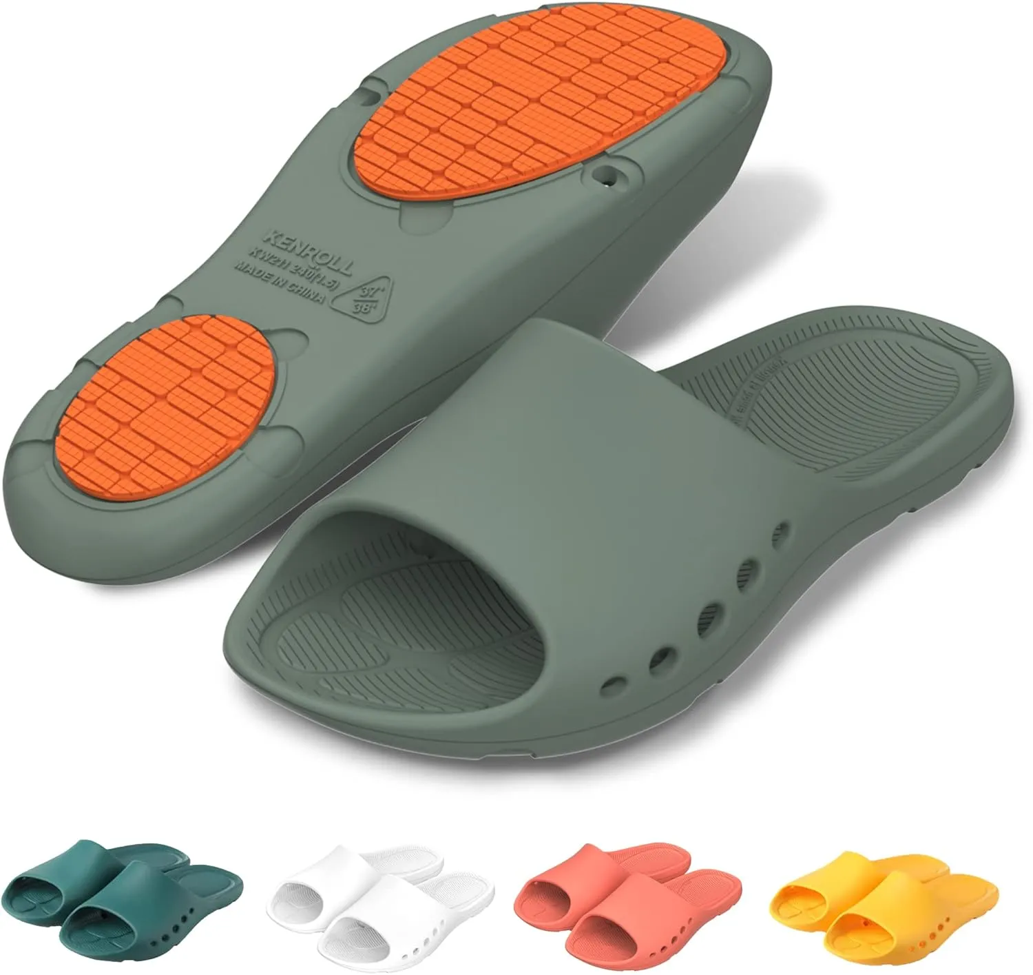 KENROLL Non Slip Shower Shoes for Maternity and Elderly People's, Comfy Womens Slides for Women and Men, Summer Bath Slippers