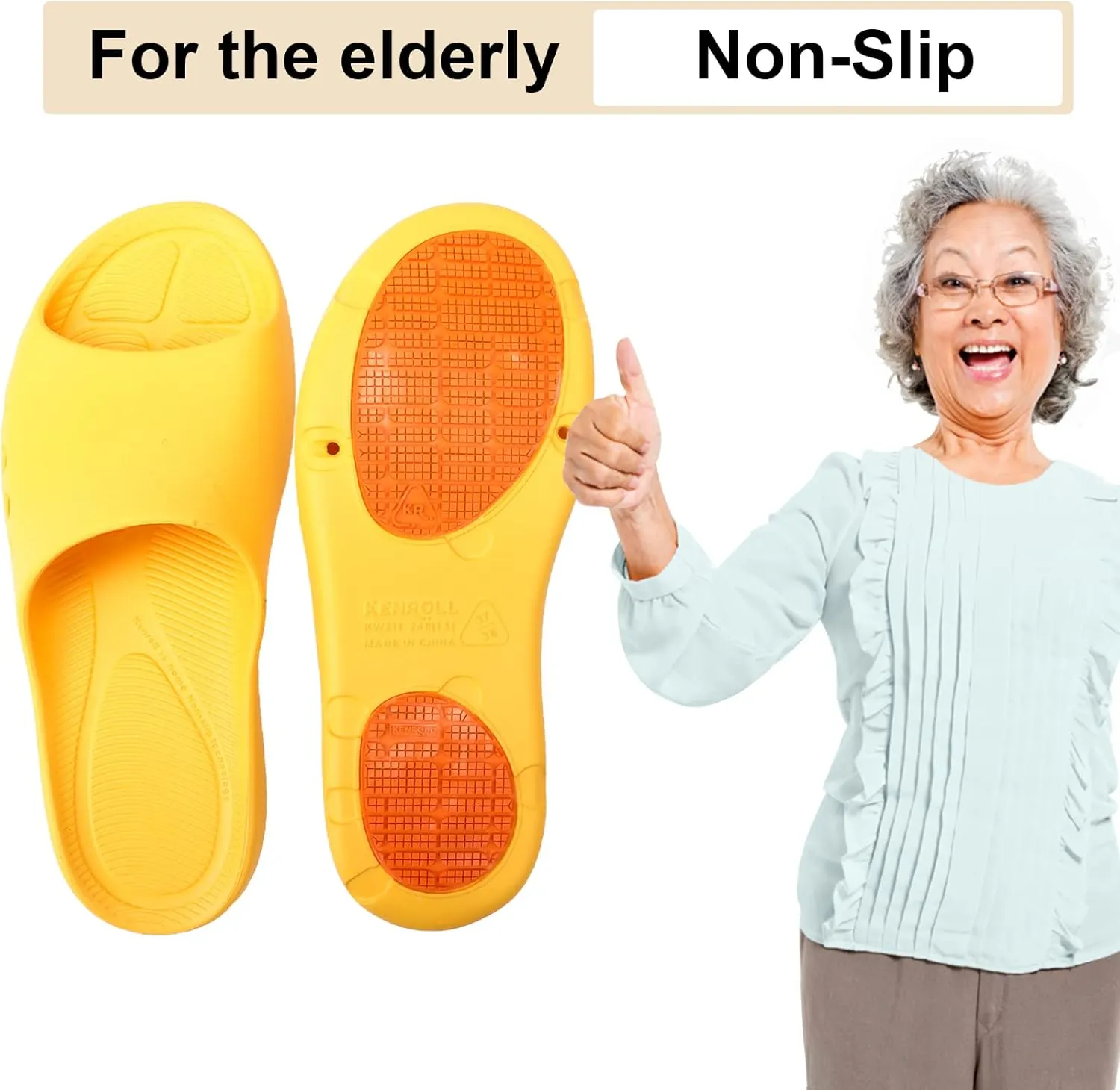 KENROLL Non Slip Shower Shoes for Maternity and Elderly People's, Comfy Womens Slides for Women and Men, Summer Bath Slippers