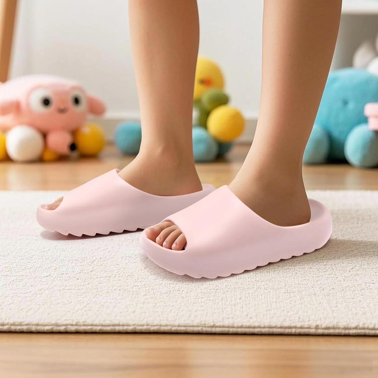 Kids Cloud Slides Slippers For Girls Boys,Pillow House Slippers Non-Slip Super Soft Quick Drying Shower Cushioned Slides Bathroom Thick Sole Sandals Indoor Outdoor Slippers