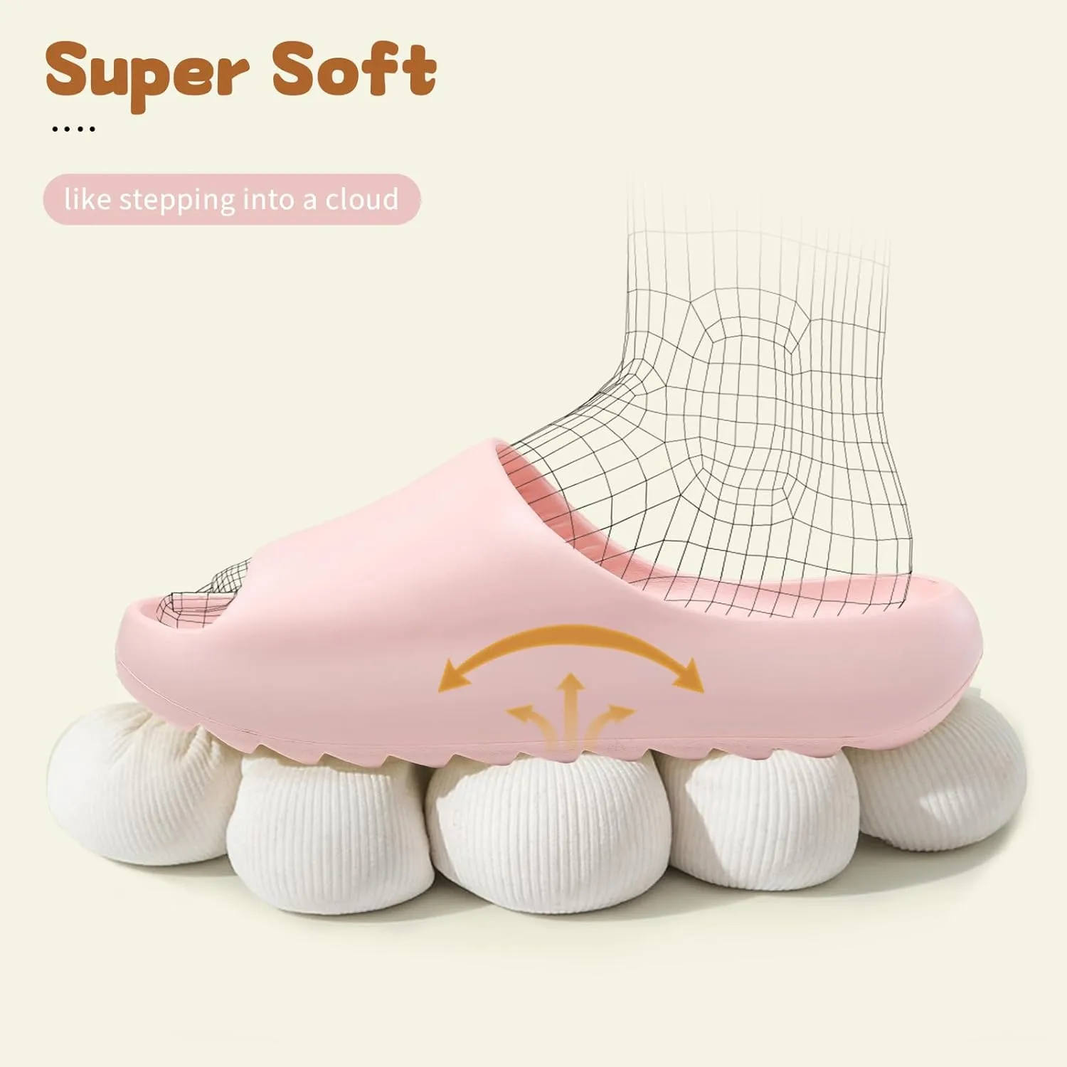 Kids Cloud Slides Slippers For Girls Boys,Pillow House Slippers Non-Slip Super Soft Quick Drying Shower Cushioned Slides Bathroom Thick Sole Sandals Indoor Outdoor Slippers