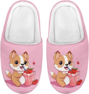 Kids House Slippers Cute Plush Slippers for Teen Girls Anti-slip Indoor Bedroom Slippers