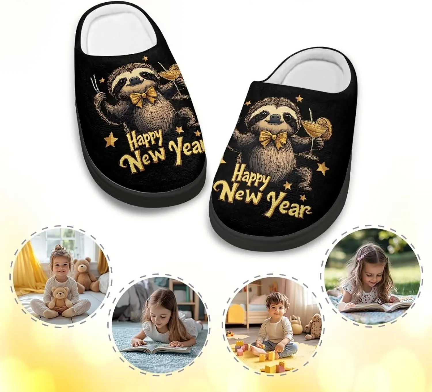 Kids Plush Slippers for Kids Anti-slip House Slippers Cozy Bedroom Slippers Winter House Shoes