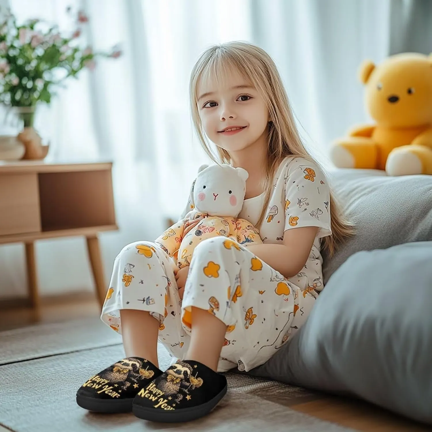 Kids Plush Slippers for Kids Anti-slip House Slippers Cozy Bedroom Slippers Winter House Shoes