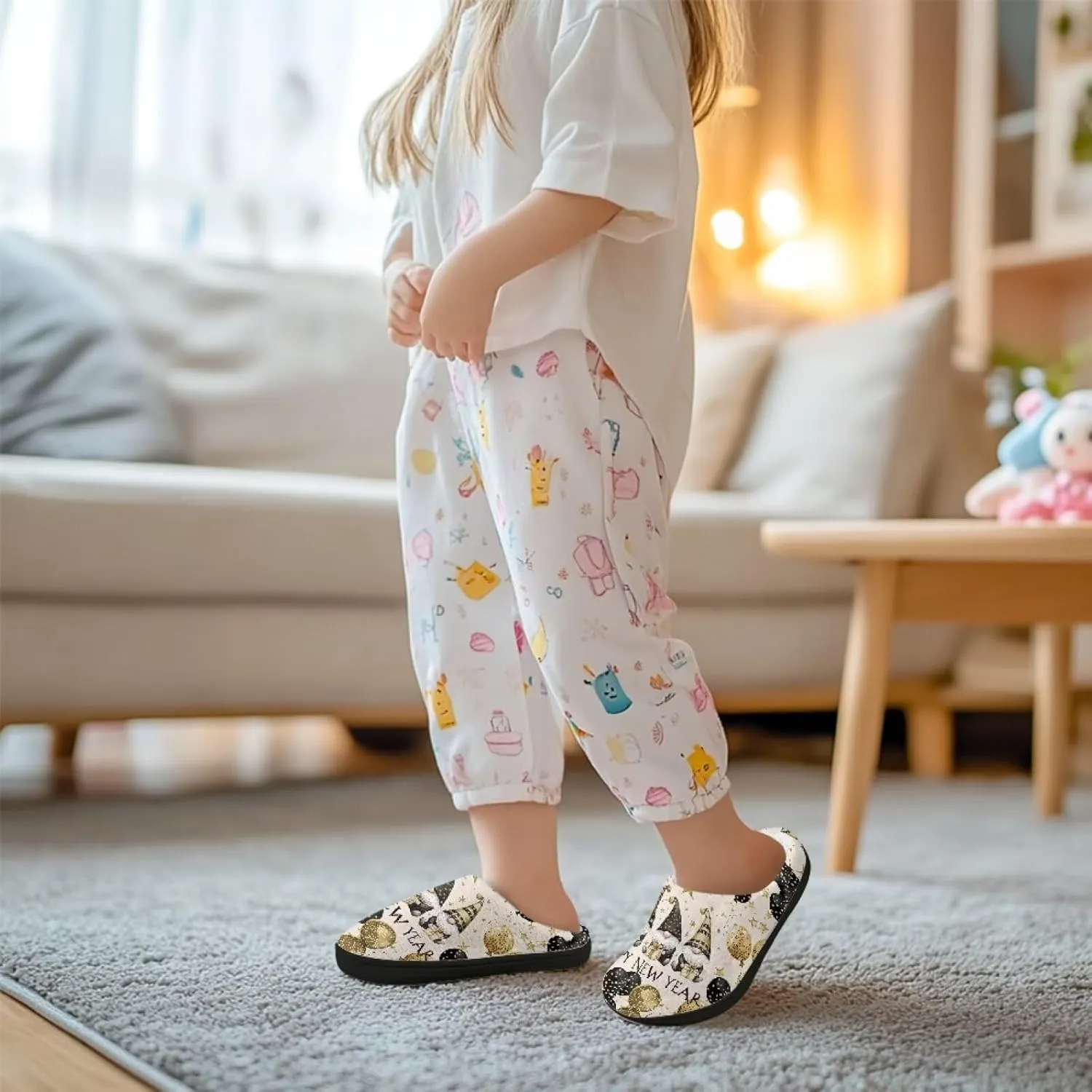 Kids Plush Slippers for Kids Anti-slip House Slippers Cozy Bedroom Slippers Winter House Shoes