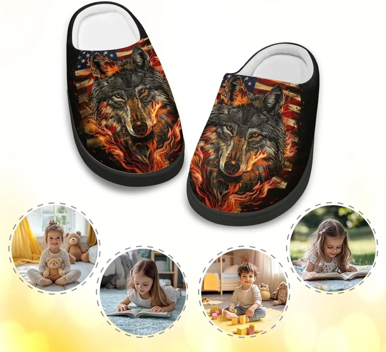Kids Slippers for Boys, Warm Soft Fluffy Slippers for Winter, Slip On Scuff Slippers for Bedroom