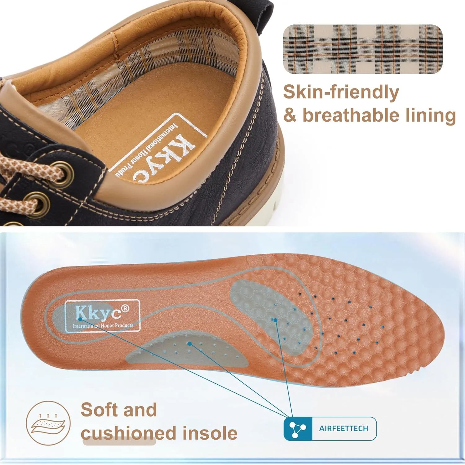 Kkyc Men's Shoes Comfortable Casual Shoes Slip on Lace up Shoes