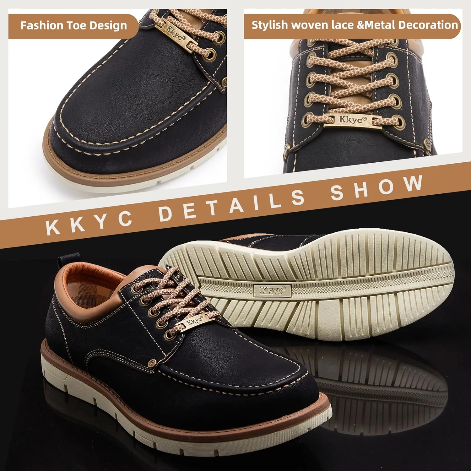 Kkyc Men's Shoes Comfortable Casual Shoes Slip on Lace up Shoes